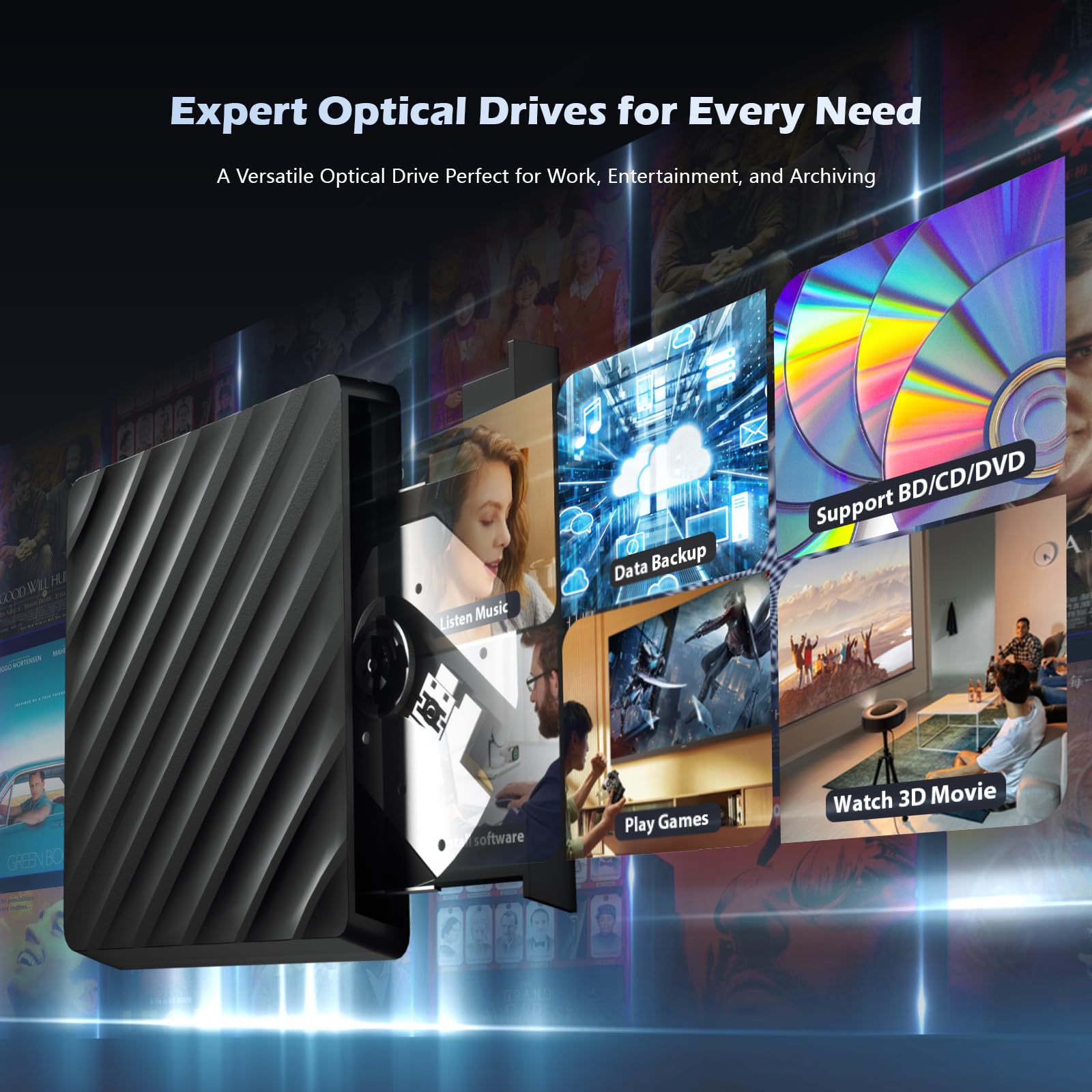 Amazon.com: 5 in 1 External Bluray Drive, USB 3.0 Type-C